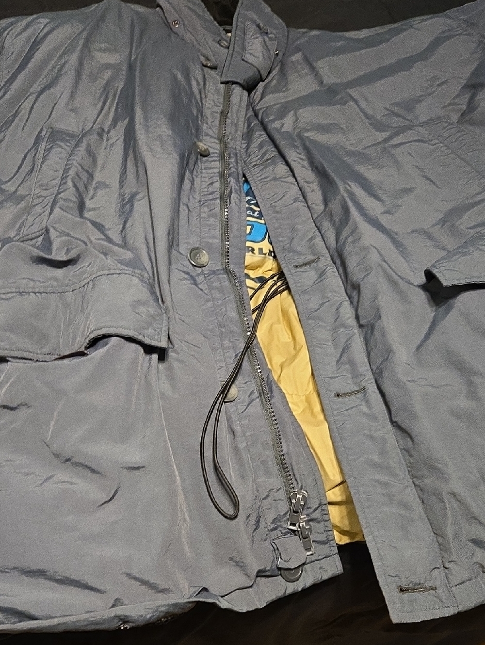 Men's Gray Hooded Jacket with Yellow Lining